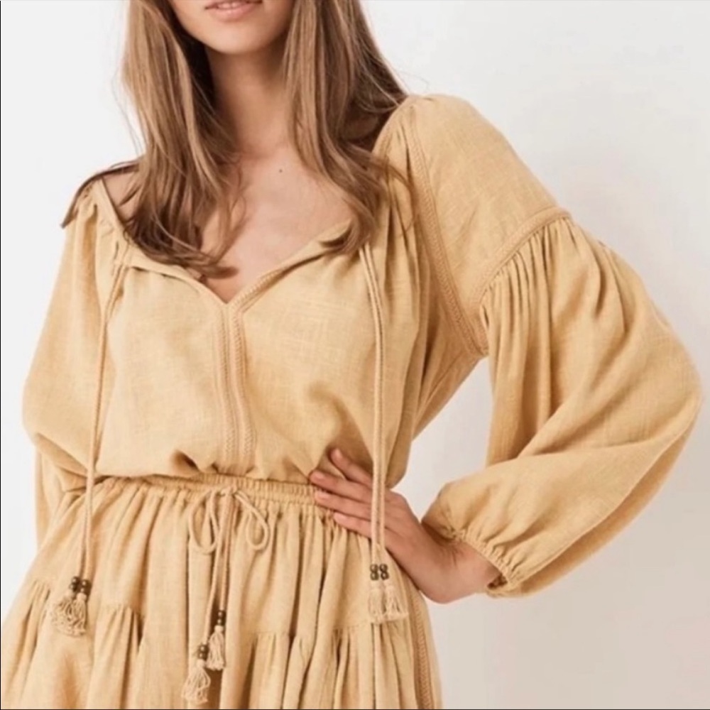 Spell and the Gypsy Collective‎ Bella yellow linen viscose blend blouse